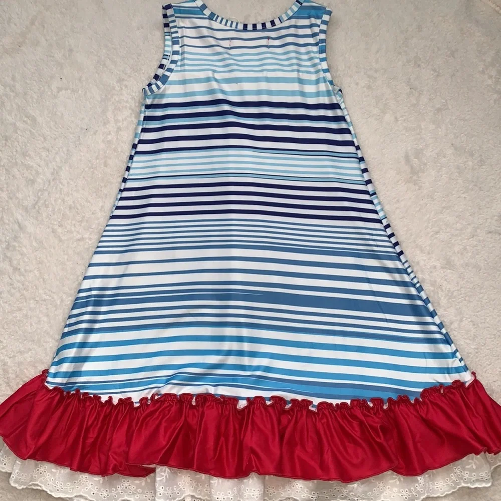 NWT Cheeky Plum Firecracker 3T Loungewear Gown Red White Blue - Picture 9 of 11